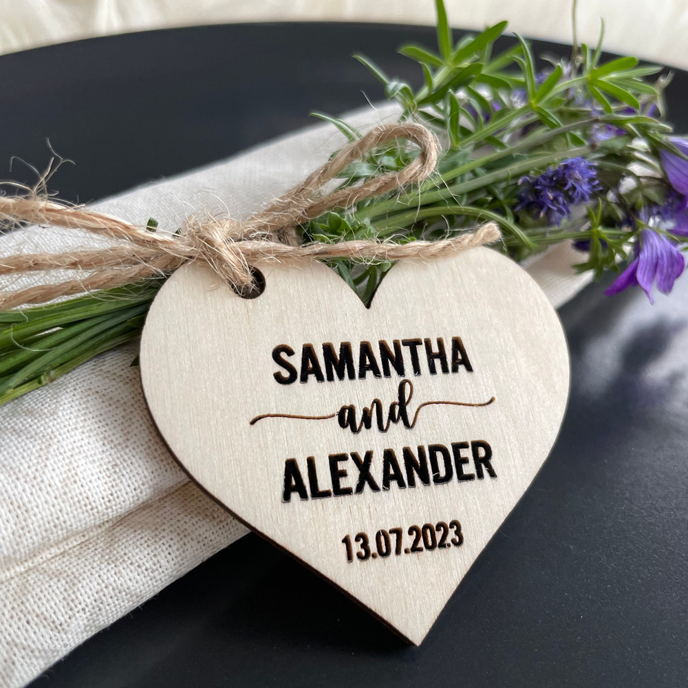 Industrial Laser Table - Custom engraved wood hearts Personalized Wooden