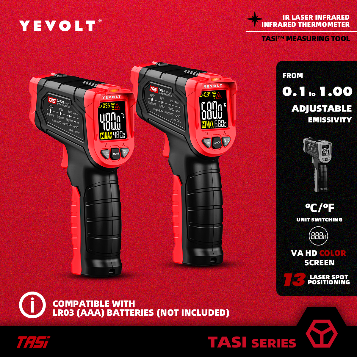 Industrial Laser Temperature Sensor - YEVOLT TA601 Series Digital Infrared Thermometer