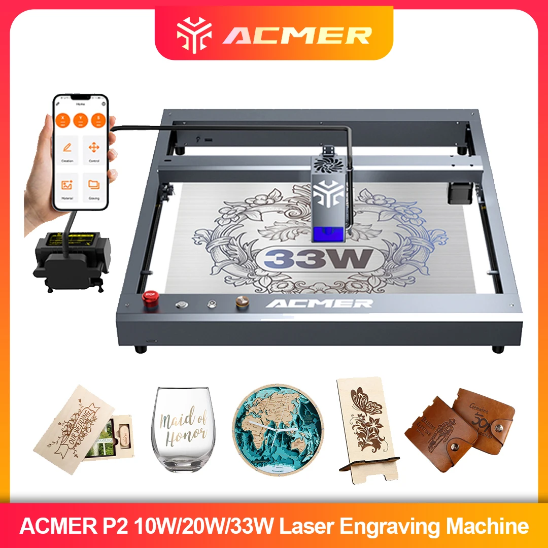 Industrial Laser Cutting Machine - ACMER P2 Laser Engraver 33W 20W